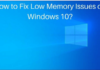 Windows 10 laptop showing low memory warning popup